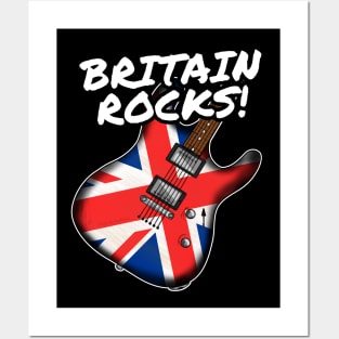 UK Flag Guitar Britain Rocks Electric Guitarist Posters and Art